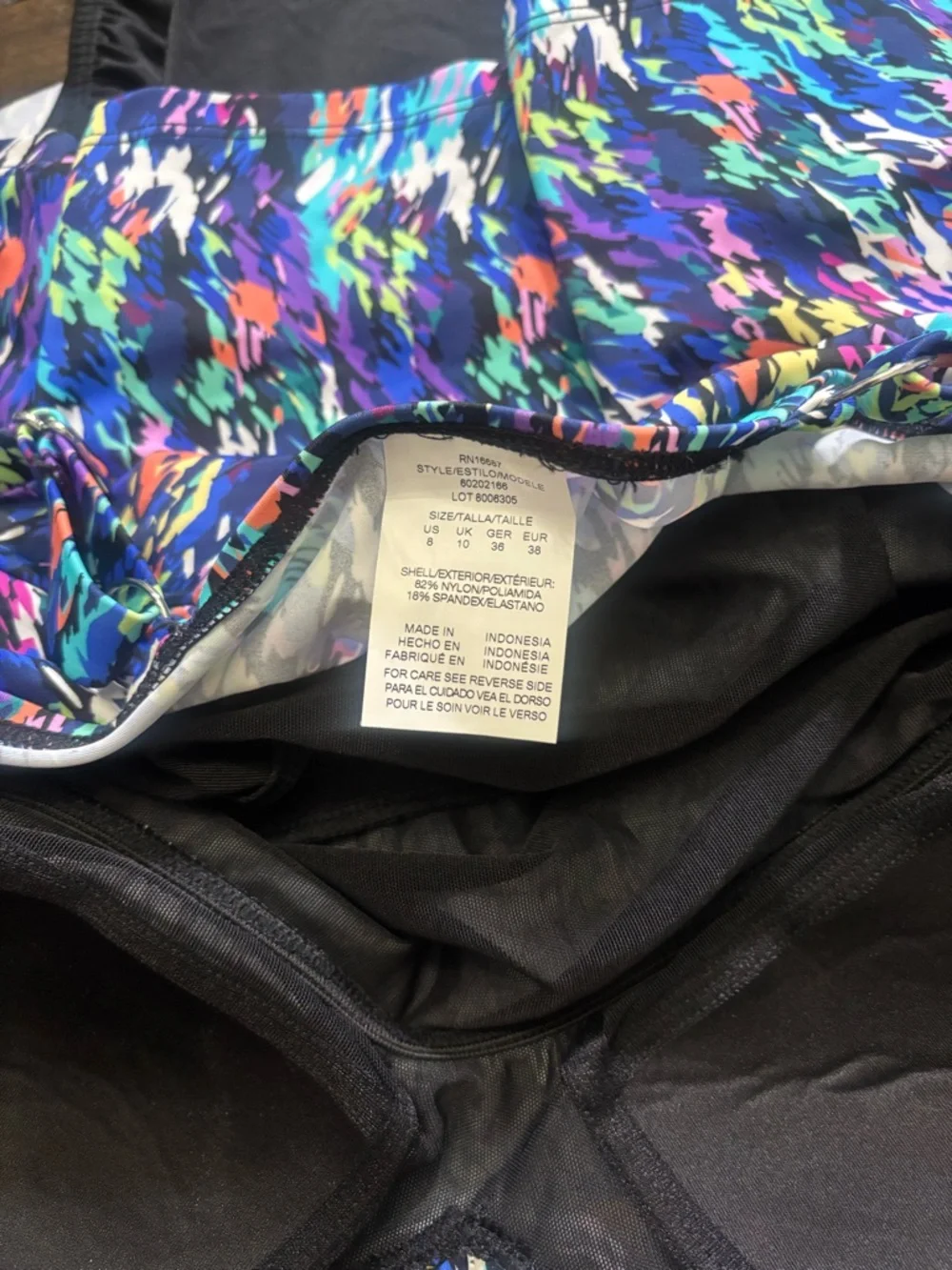 Swim Solutions Multicolor Ruffle Tankini with Black Bottoms Size 8 
#00016 - Picture 10 of 10
